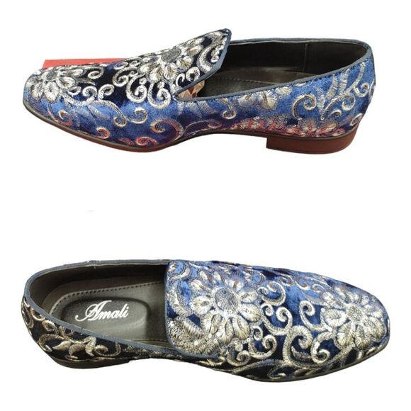 MEN'S AMALI FABIAN SPARKLE LOAFER DRESS SHOE WITH PATTERNED SEQUINS. NAVY 002 - Picture 2 of 7